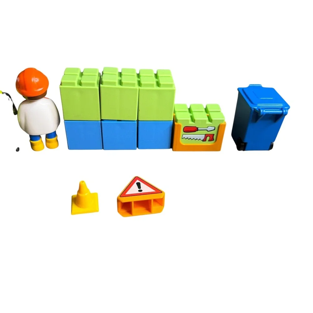 Playmobil‎ 123 Construction Sanitation Figures Blocks Set 70126 6775 9122 Lot